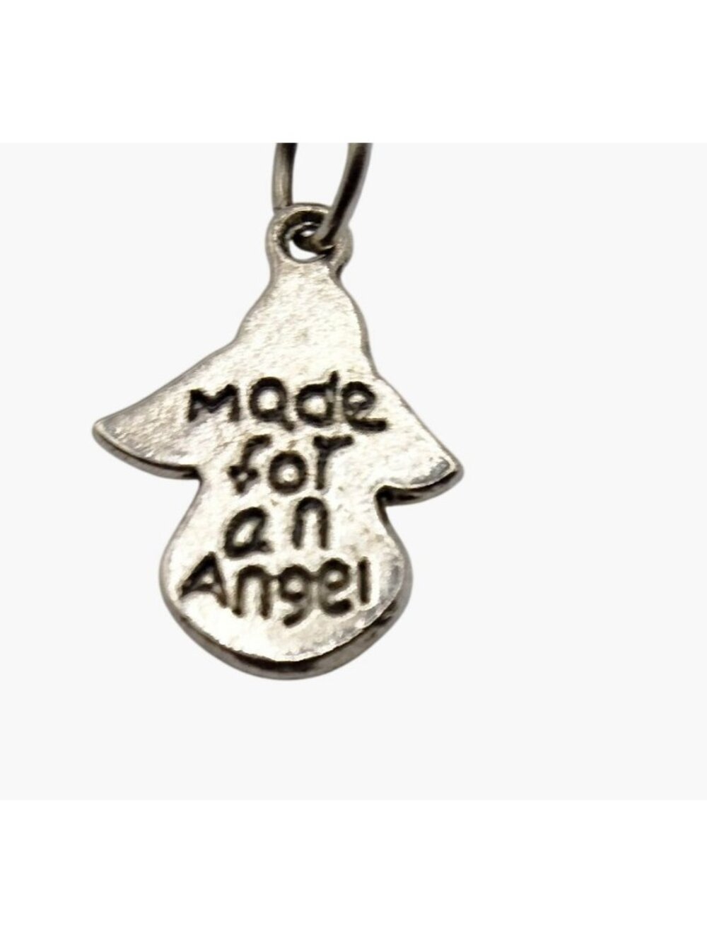 Silver Angel earrings Stamped Made for an Angel Shimmer Green Beads Drop Dangle - Picture 4 of 6